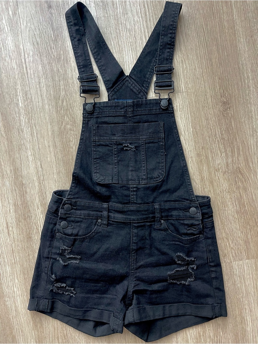 Blue Spice Black Denim Shortalls Overalls